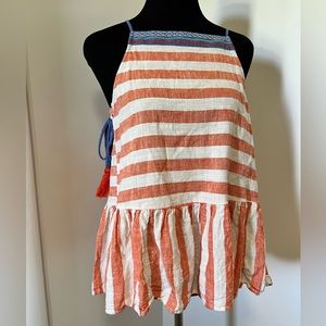 Anthropologie THML top size medium stripe orange boho